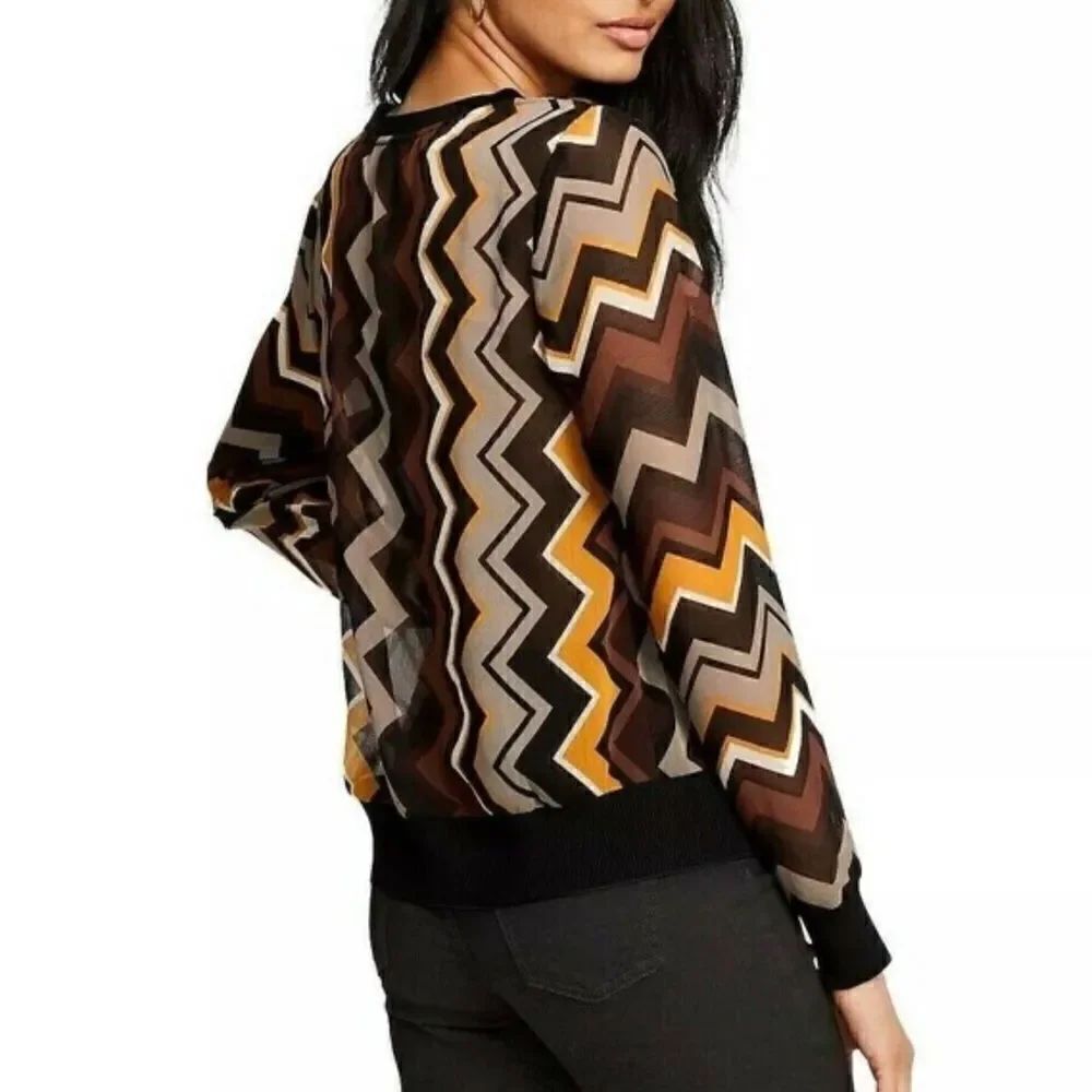 Missoni for Target Brown Chiffon Blouse Semi Sheer Top Women’s Medium